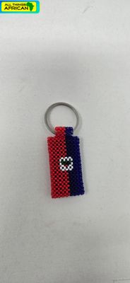 Hand Beaded Keyring - Haiti Flag