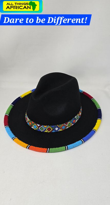 “Dare to Be Different – Hand-Beaded African Statement Hat Supporting Local Artisans”