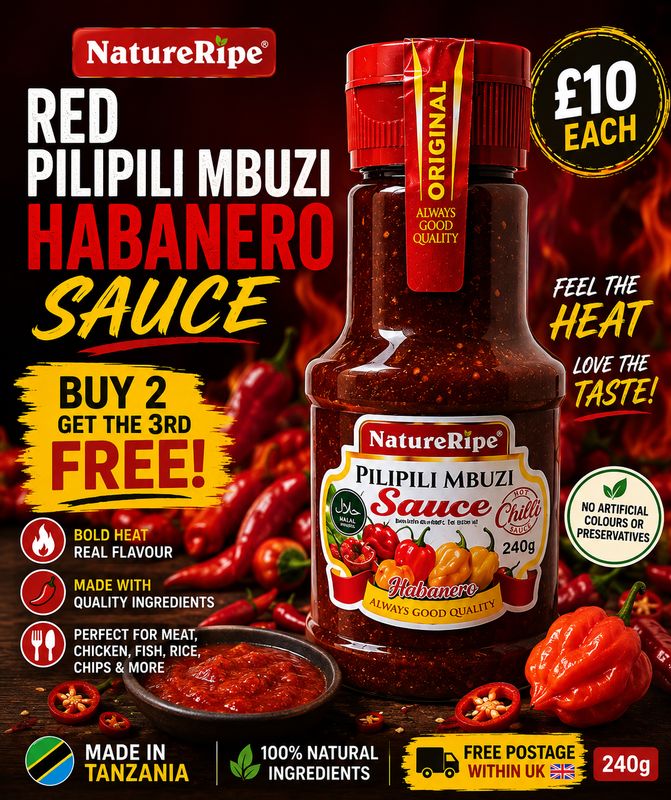 NatureRipe Red Pilipili Mbuzi Habanero Hot Chilli Sauce 240g - Tano