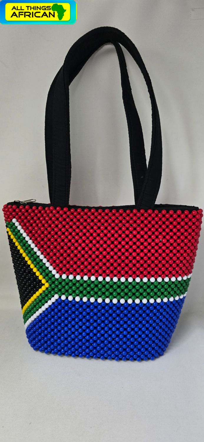 Hand Beaded South Africa Flag Bag