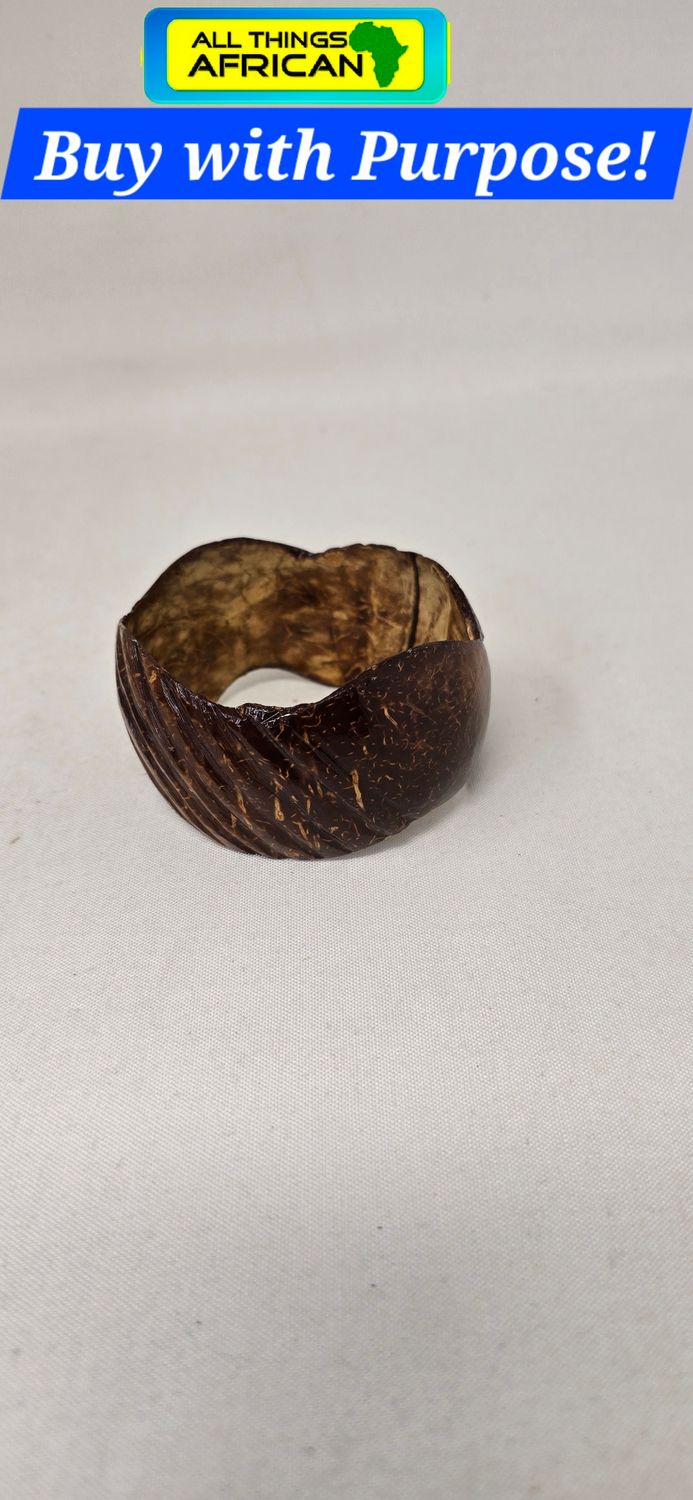 Handcrafted Coconut Shell Bangle (7cm) – Sustainable African Artisan Jewelry | £10 Ethical Fashion Statement