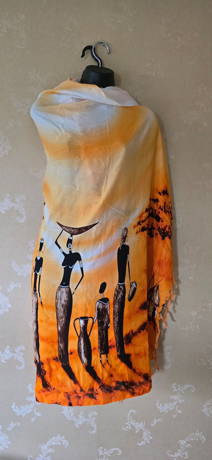 Sarong Wrap Bikini Wrap Swimsuit Cover Beachwear Cover Up - Orange mix Print - Kadhuva