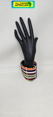 Handcrafted African Maasai Beaded Cuff Bracelet – Bold Statement Jewellery