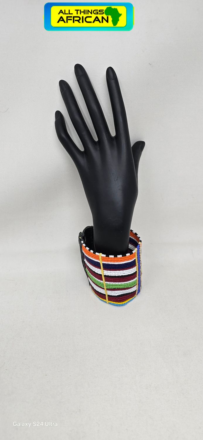 Handcrafted African Maasai Beaded Cuff Bracelet – Bold Statement Jewellery