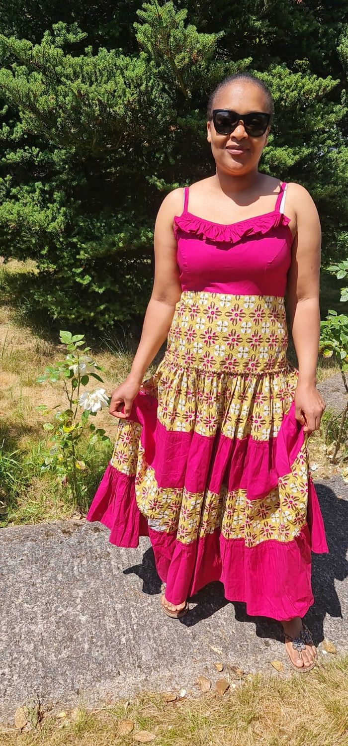 Stunning African Summer Maxi Dress | Handmade African Fashion | Support African Makers | Pink &amp; Ankara Style Dress
