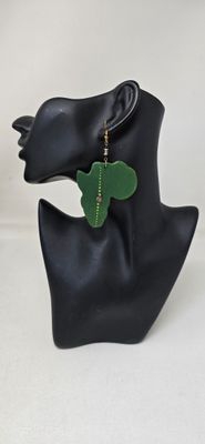 Emerald Green Africa Map Earrings – Handmade Cultural Statement Jewellery