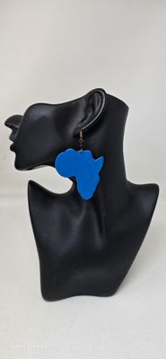 Light Blue Africa Map Earrings – Handmade Afrocentric Statement Jewellery