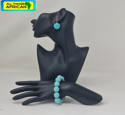 Natural Turquoise Stone Jewelry Set | Handmade African Gemstone Accessories | Ethical Artisan Gift