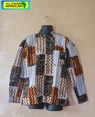 Handcrafted African Print Long Sleeve Shirt – Large &amp; 2XL | Supporting African Artisans