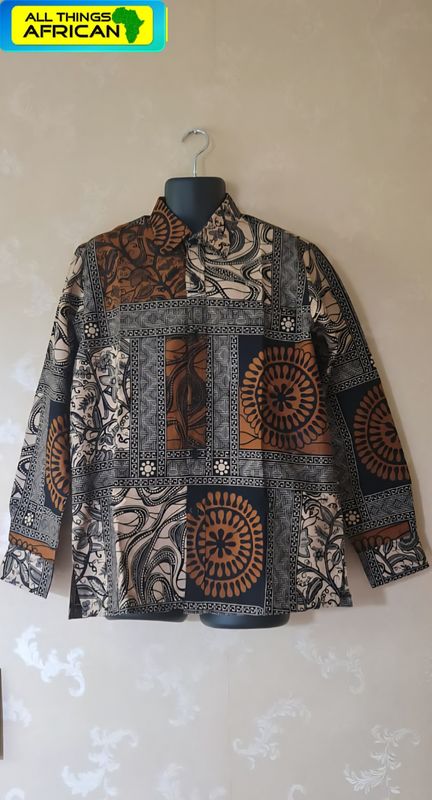 Support African Artisans – Men's Long Sleeve African Print Shirt | Large