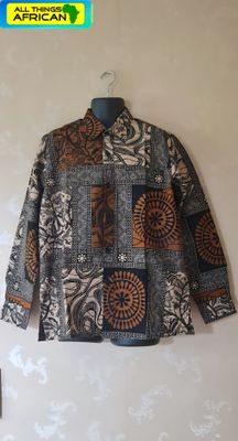Support African Artisans – Men's Long Sleeve African Print Shirt | Large