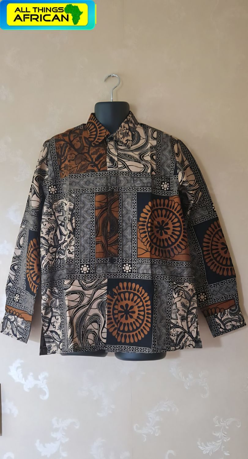 Support African Artisans – Men's Long Sleeve African Print Shirt | Large