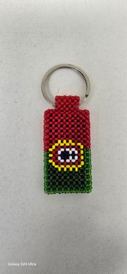 Hand Beaded Keyring - Portugal  Flag