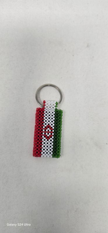 Hand Beaded Keyring Iran flag colours