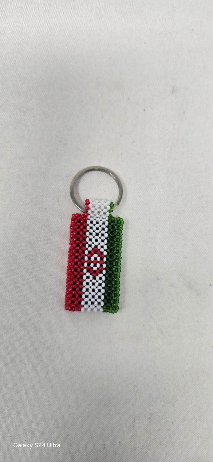 Hand Beaded Keyring Iran flag colours