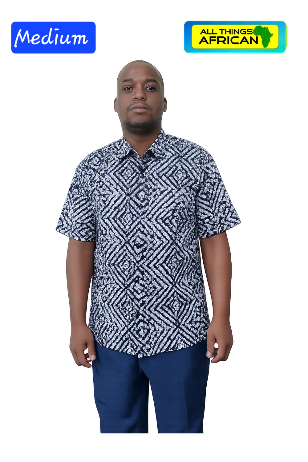 PaT Design Black &amp; White Geometric Print Shirt – Handmade African Fashion - Kada