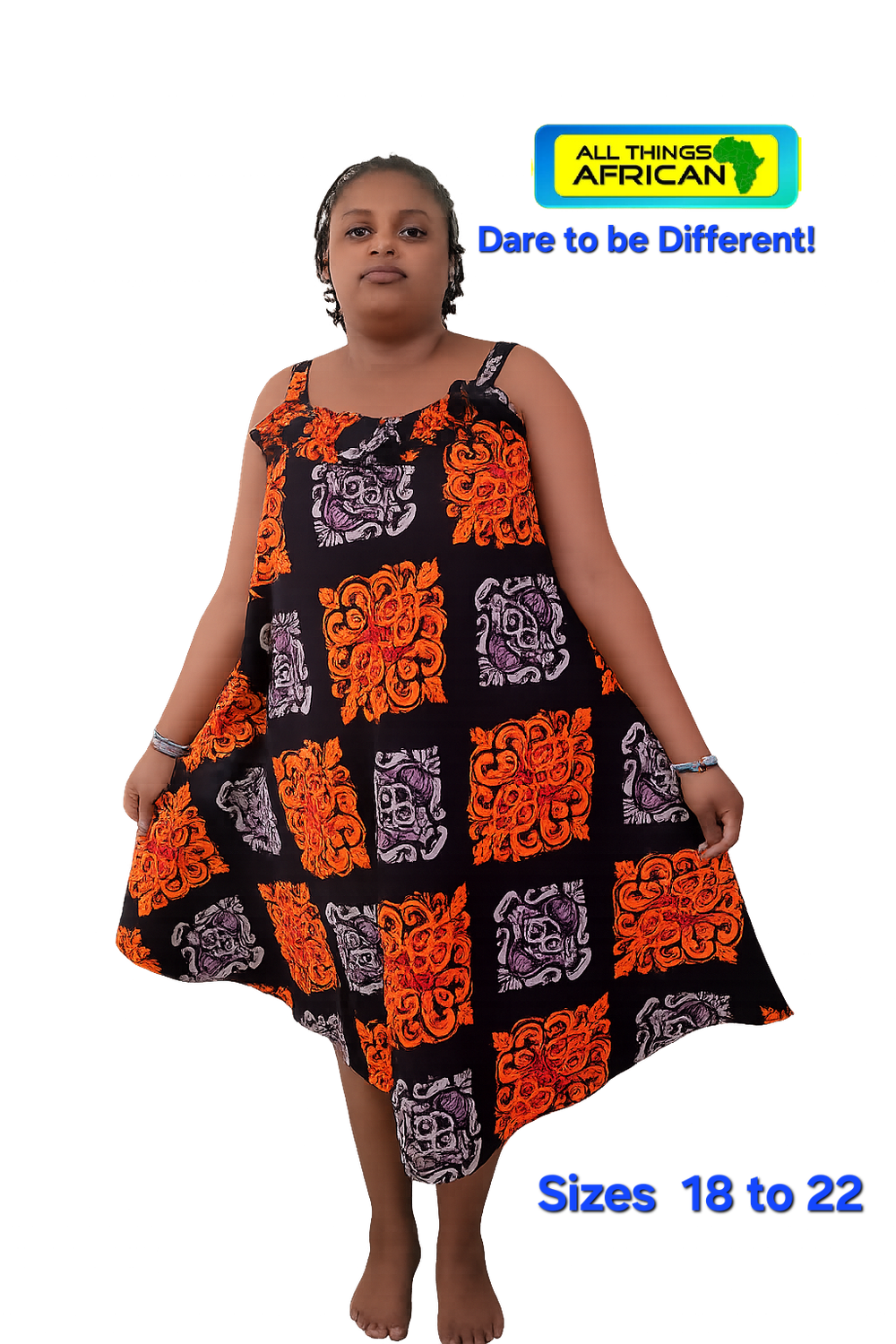 Handmade African Print Asymmetrical Dress | Women's Unique Cotton Dress | PaT Design | Sizes 18–22 - Mwanasha