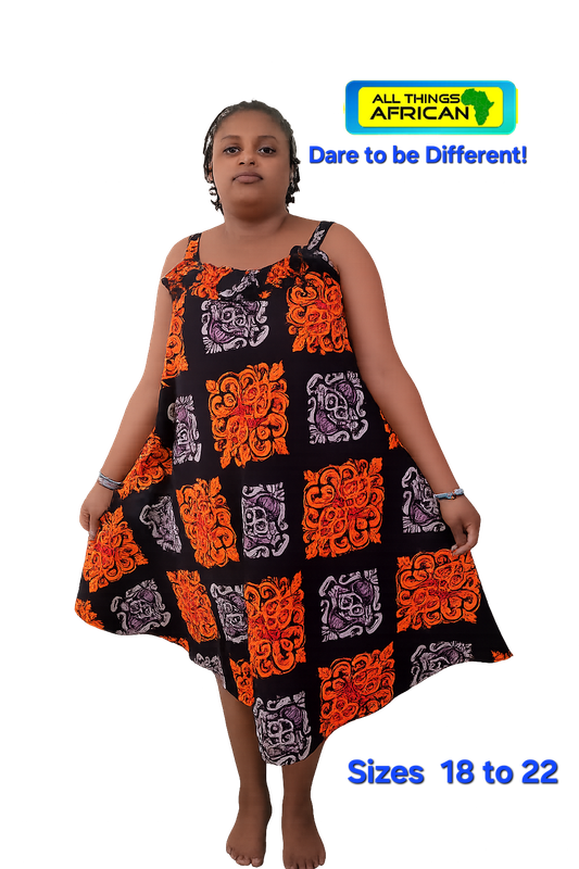 Handmade African Print Asymmetrical Dress | Women's Unique Cotton Dress | PaT Design | Sizes 18–22 - Mwanasha
