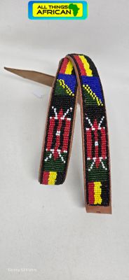 Handcrafted Kenyan Maasai Beaded Leather Belt – Artisan Made  (91cm / 36")