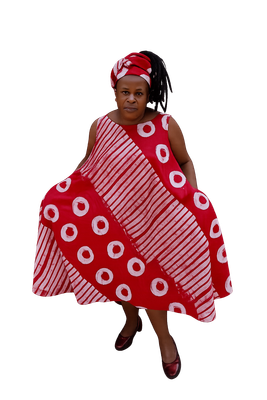ANTP Design – Handmade African Batik Swing Dress &amp; Headwrap | One-of-a-Kind | Size 18–24 - Talisha