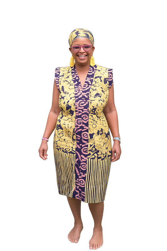 African Print Dress with Matching Headwrap