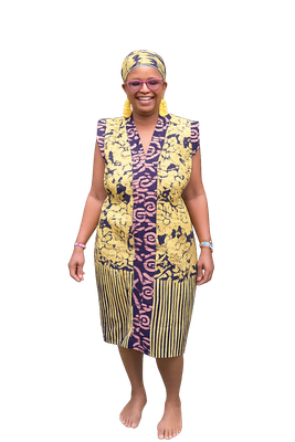 African Print Dress with Matching Headwrap