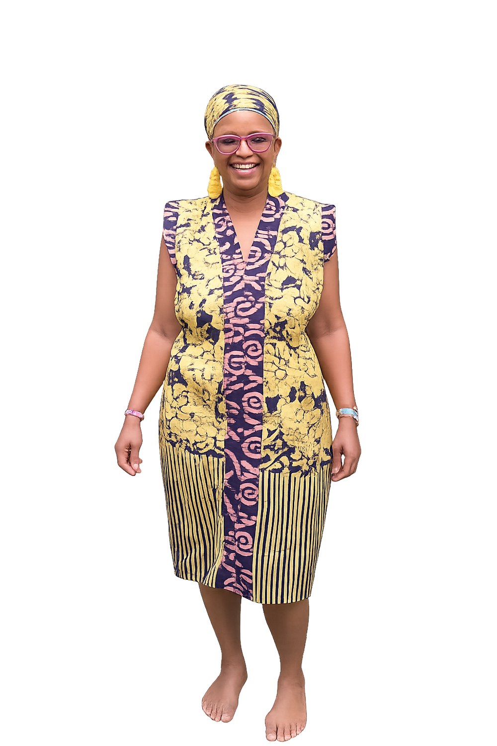 African Print Dress with Matching Headwrap