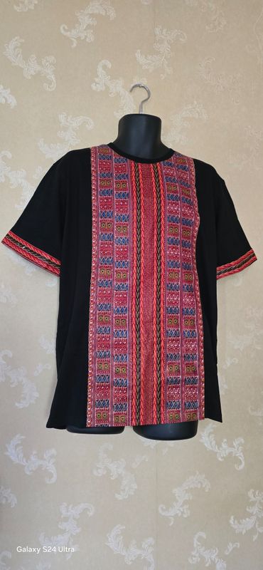 PAT Design Maker African Print Men's T-Shirt – Black Dashiki Style | Handmade | Size XL | One-Off | £27