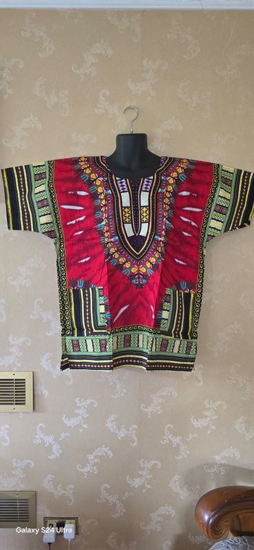 Dashiki Top - Red Mix - Unisex- Free size to XL - Janile