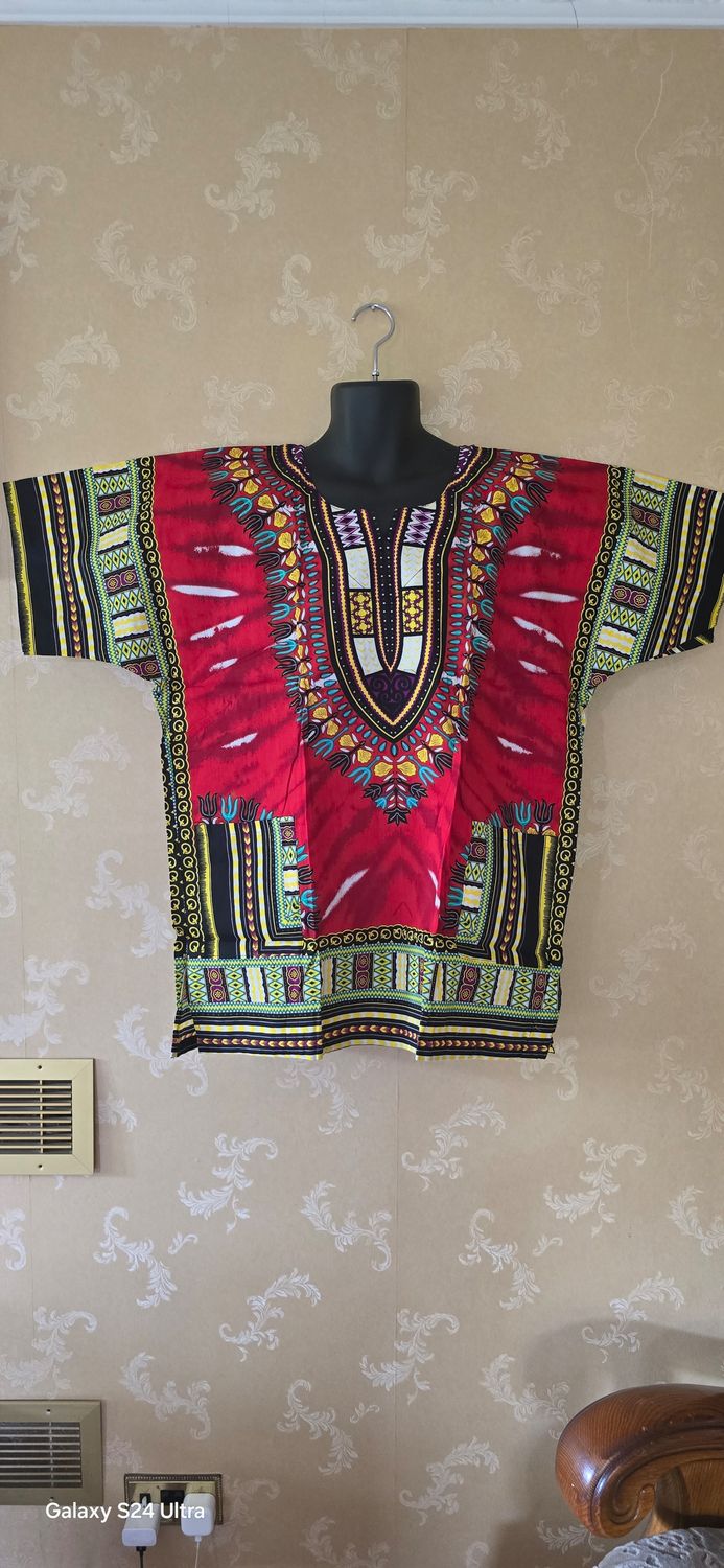 Dashiki Top - Red Mix - Unisex- Free size to XL - Janile