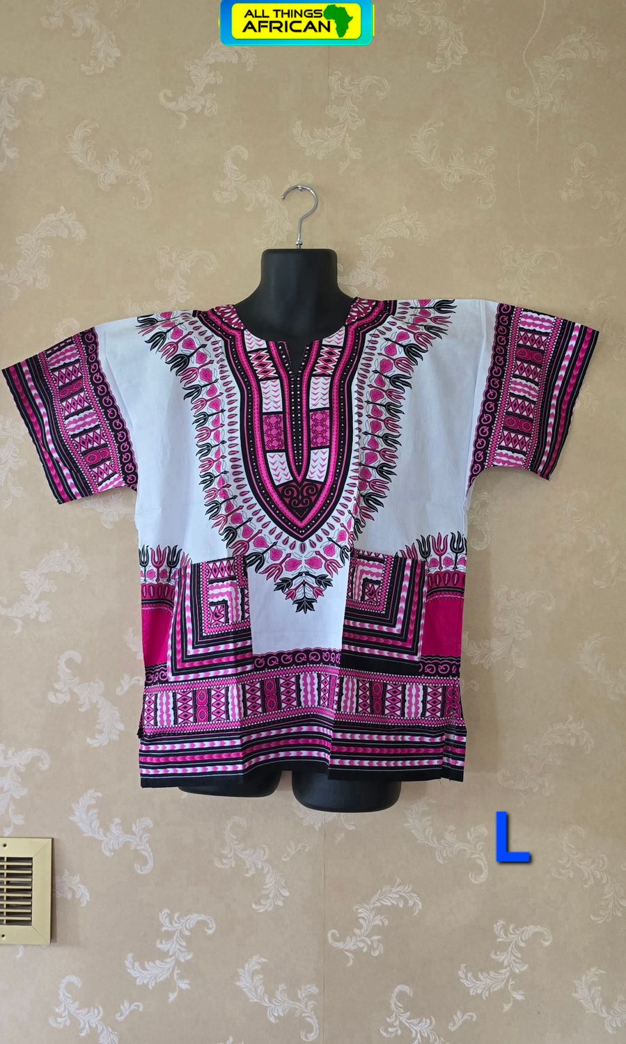 Dashiki Top - PinkWhite mix - letida - L