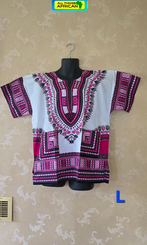Dashiki Top - PinkWhite mix - letida - L