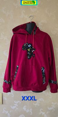 🌍 Burgundy African Heritage Print Hoodie – Unisex | Size 3XL  Kane £60