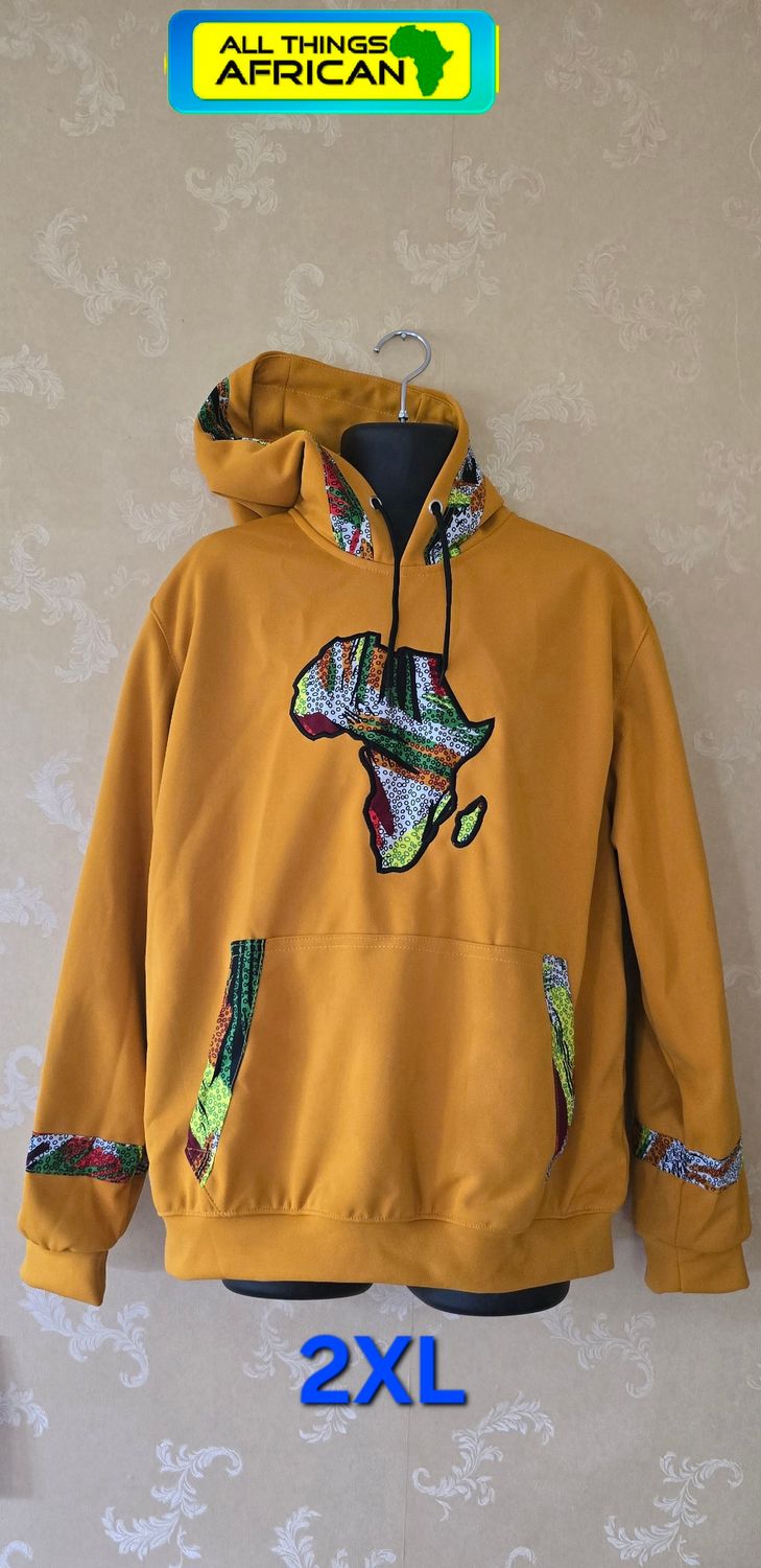 Unisex Gold African Print Hoodie – Luxury Winter Edition  - Talia  - 2XL