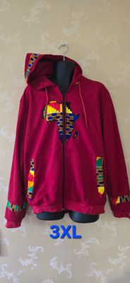 Map of Africa Hoodie Deep Red -Unisex - with Zip - 3XL -  Nasha