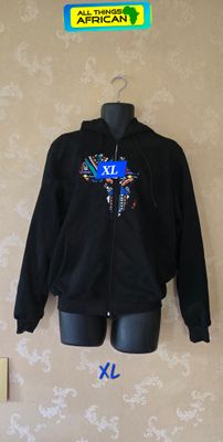 Map of Africa Hoodie - with Zip - Black - Size  XL  -  Bachale