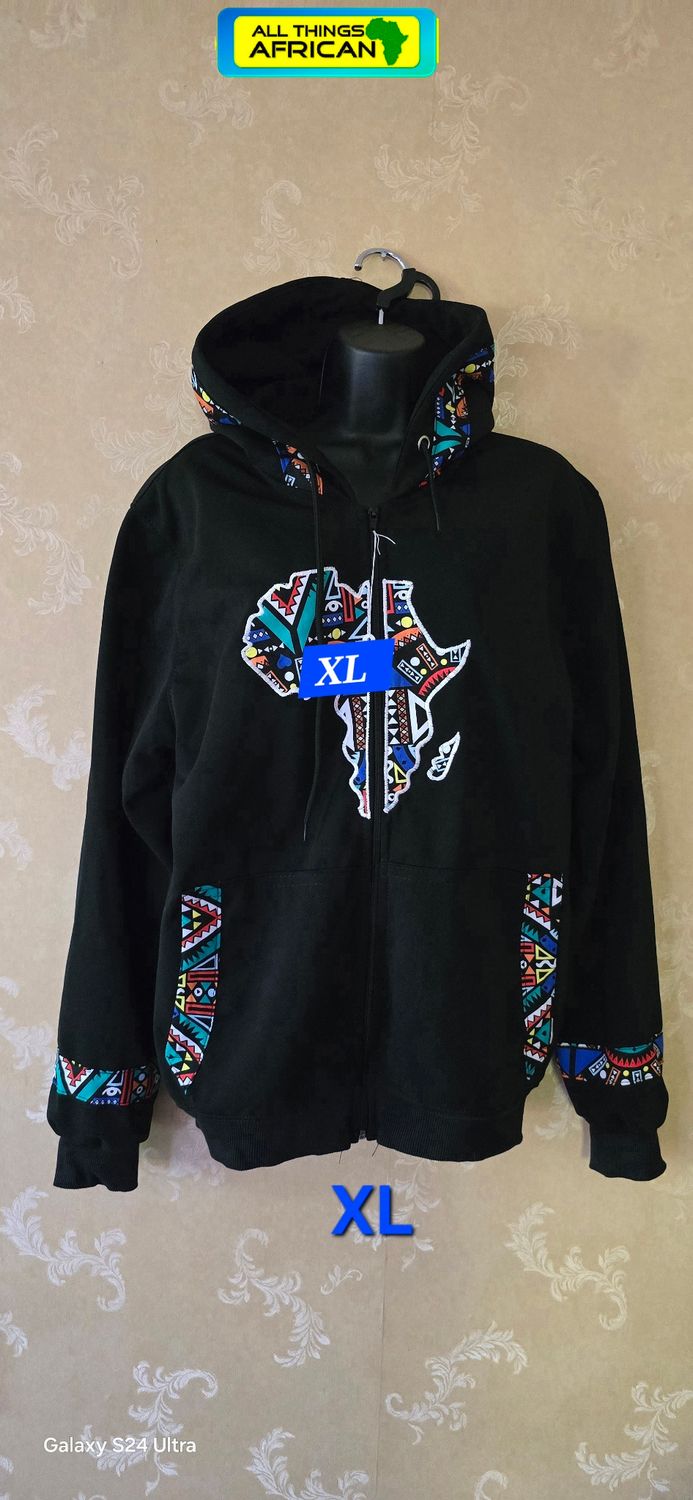 Map of Africa Hoodie - with Zip - Black - Size XL -  Galesi