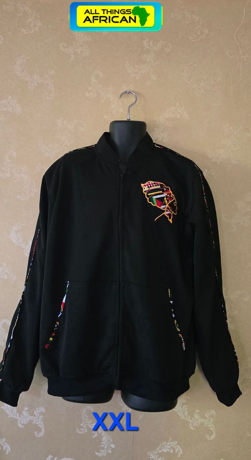 🖤 African Heritage Statement Bomber Jacket – XXL - Khanicha