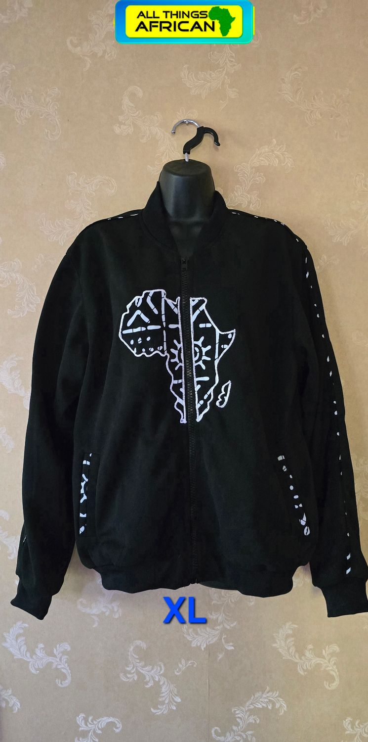 Map of Africa Hoodie Black and white - Unisex - with Zip - XL -  Vamena