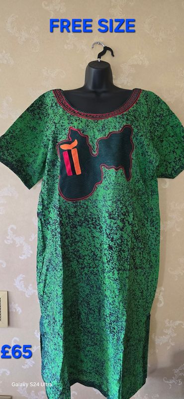 Zambia 🇿🇲 Emerald Heritage African Print Free-Size Dress - Lanidosha