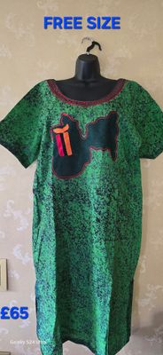Zambia 🇿🇲 Emerald Heritage African Print Free-Size Dress - Lanidosha