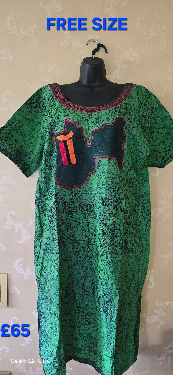 Zambia 🇿🇲 Emerald Heritage African Print Free-Size Dress - Lanidosha