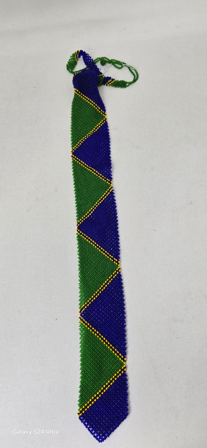 Tanzanian Hand-Beaded Heritage Tie – Unique African Artisan Design 🇹🇿
