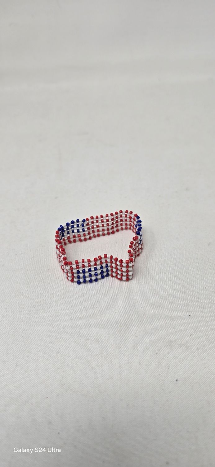 Hand Beaded Keyring USA flag colours