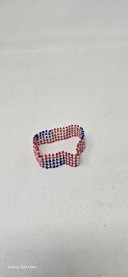 Hand Beaded Keyring USA flag colours