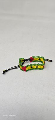 Adjustable Hand Beaded Bracelets - Sao Tome and Principe flag colours 