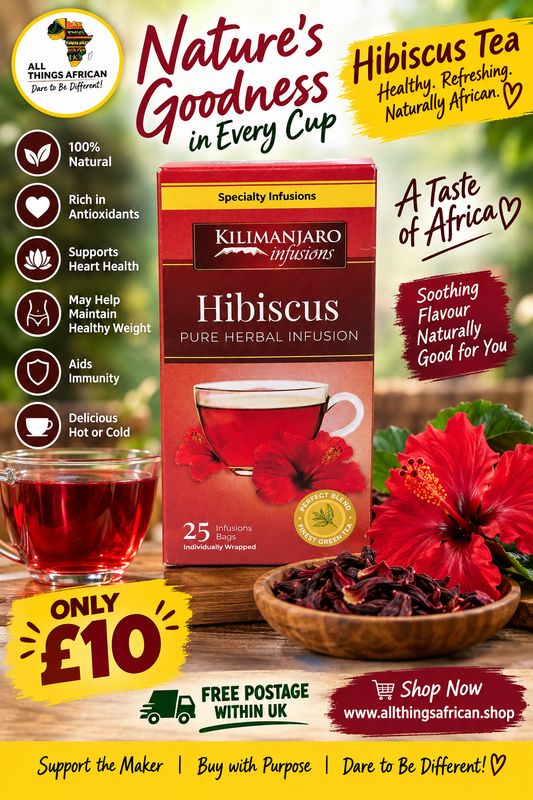 Kilimanjaro Hibiscus Herbal Infusion Tea | 25 Tea Bags | Pure Tanzanian Herbal Tea