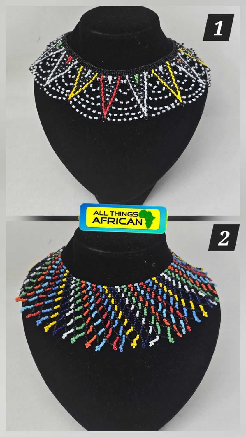 Handmade African Maasai Beaded Statement Necklaces | Traditional Beaded Collar Jewellery - Kanasha