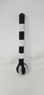 Handmade African Beaded Induku / Knobkerrie | Black &amp; White | £30 - Akeda