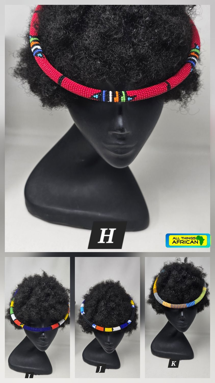 Handmade African Beaded Headband | Colourful Cultural Hair Accessory - Lujasha